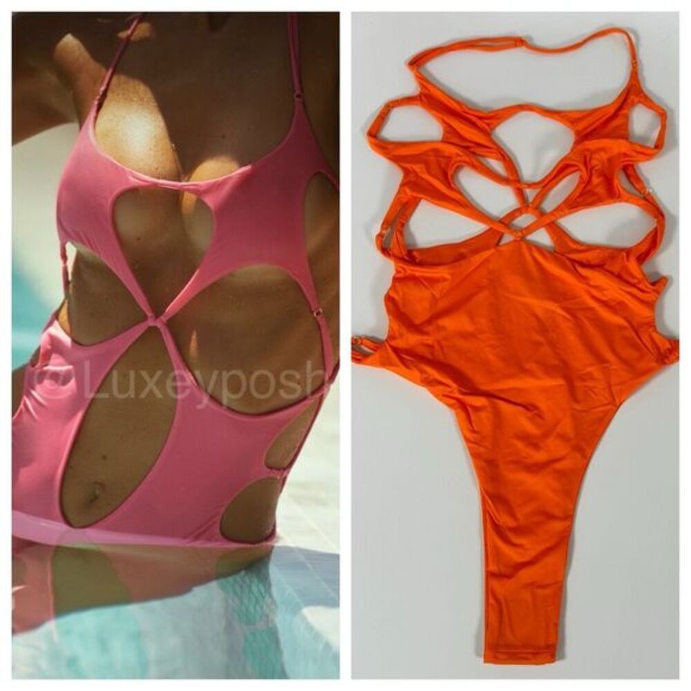 Monica Hansen Beachwear Starlight Cut-Out One-Piece Orange Small